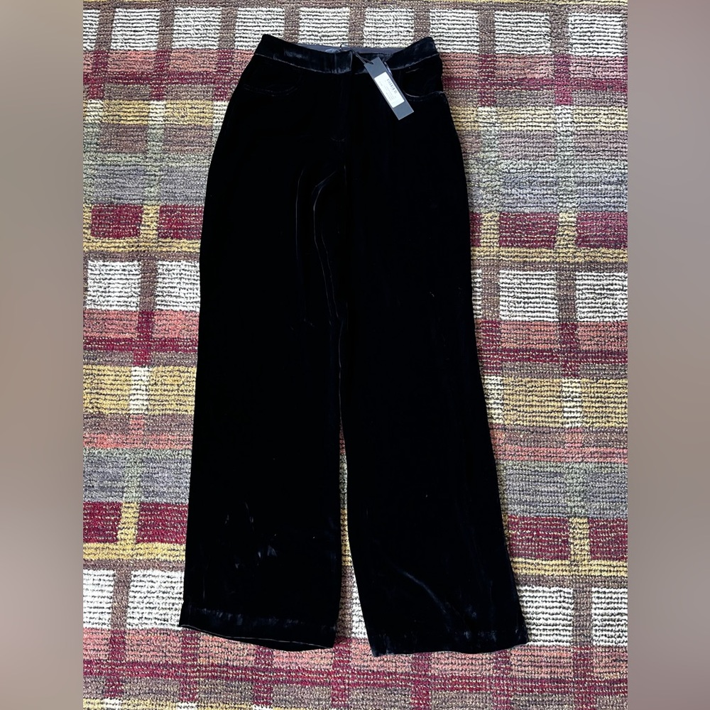 Jenni Kayne-Beautiful -Burkin Black Velvet Trousers. new with tags. Sz 4